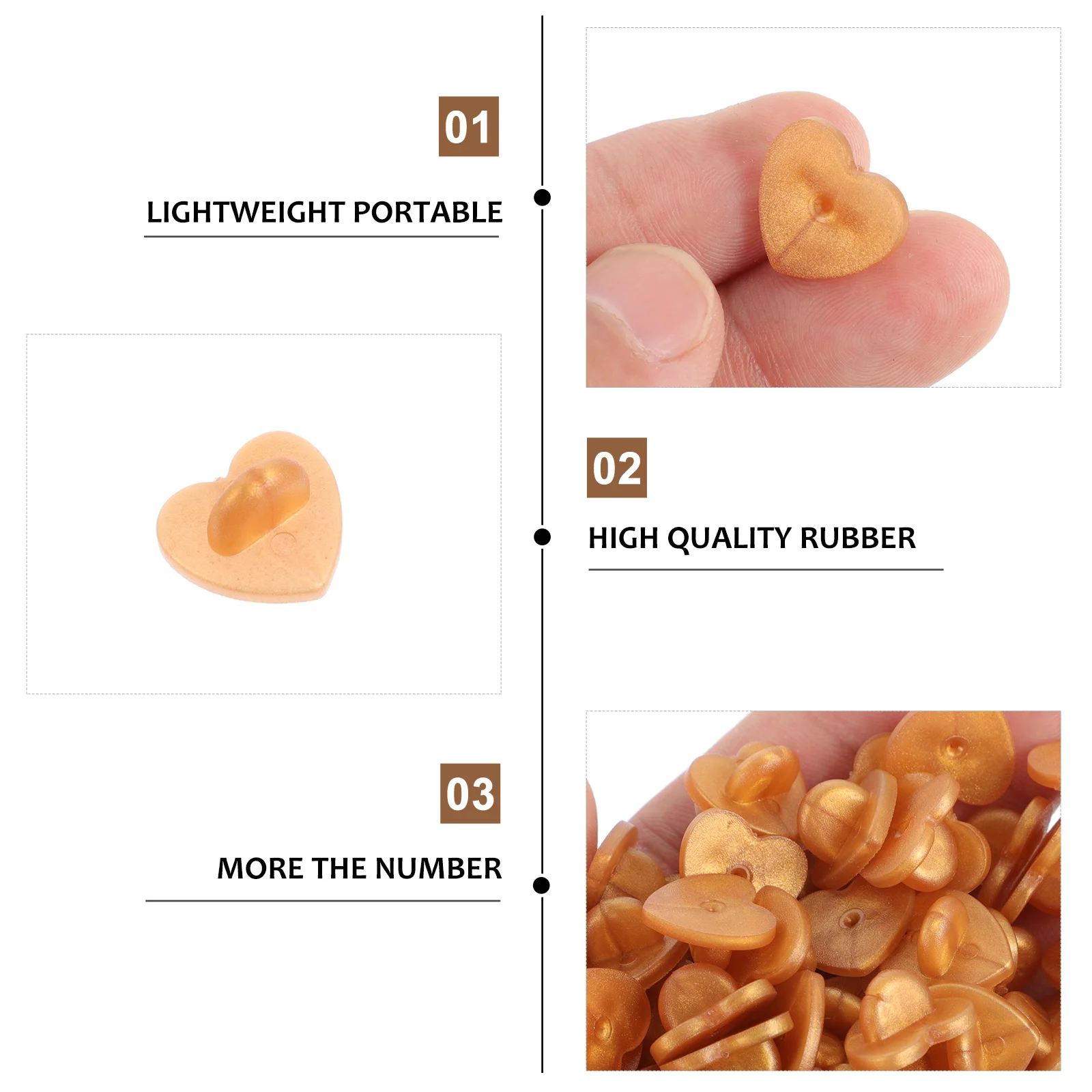 

100Pcs Heart Shape Rubber Pin Backs Practical Use for Brooches Lapel Pins Badge Backing Holder Clutches Durable Replacement