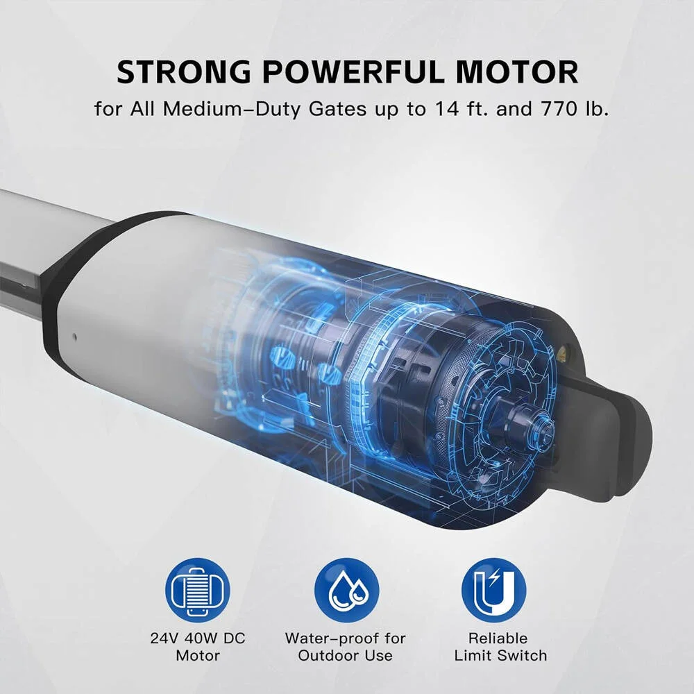 300 кг на лист, устройство открывания двойных распашных ворот — сверхмощный автоматический двигатель с двумя рычагами для виллы/фабрики, бесщеточный двигатель постоянного тока с безопасностью A