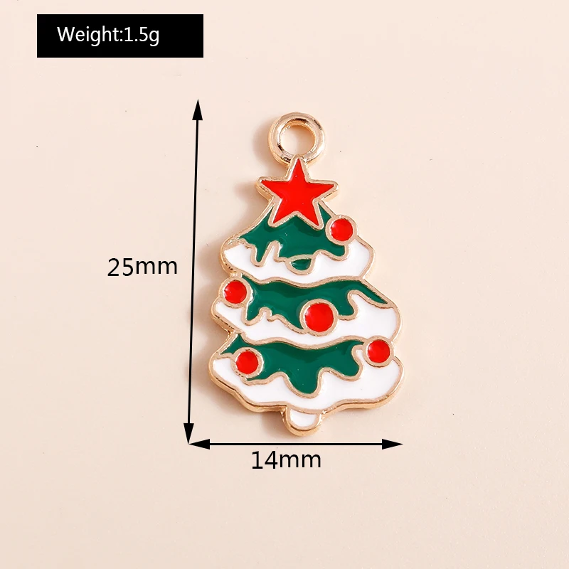 20 Stück gemischte niedliche Emaille-Weihnachtsbaum-Anhänger für die Schmuckherstellung, Tropfenohrringe, Halsketten, Armbänder, DIY-Bastelzubehör – Detail 20