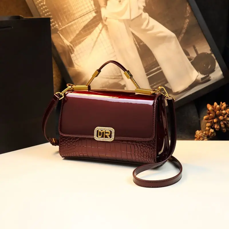 Neue Achseltasche Pendler-Damentasche aus Leder mit glänzendem Gesicht, Schulterhandtaschen für Frauen, P® Sverdansen