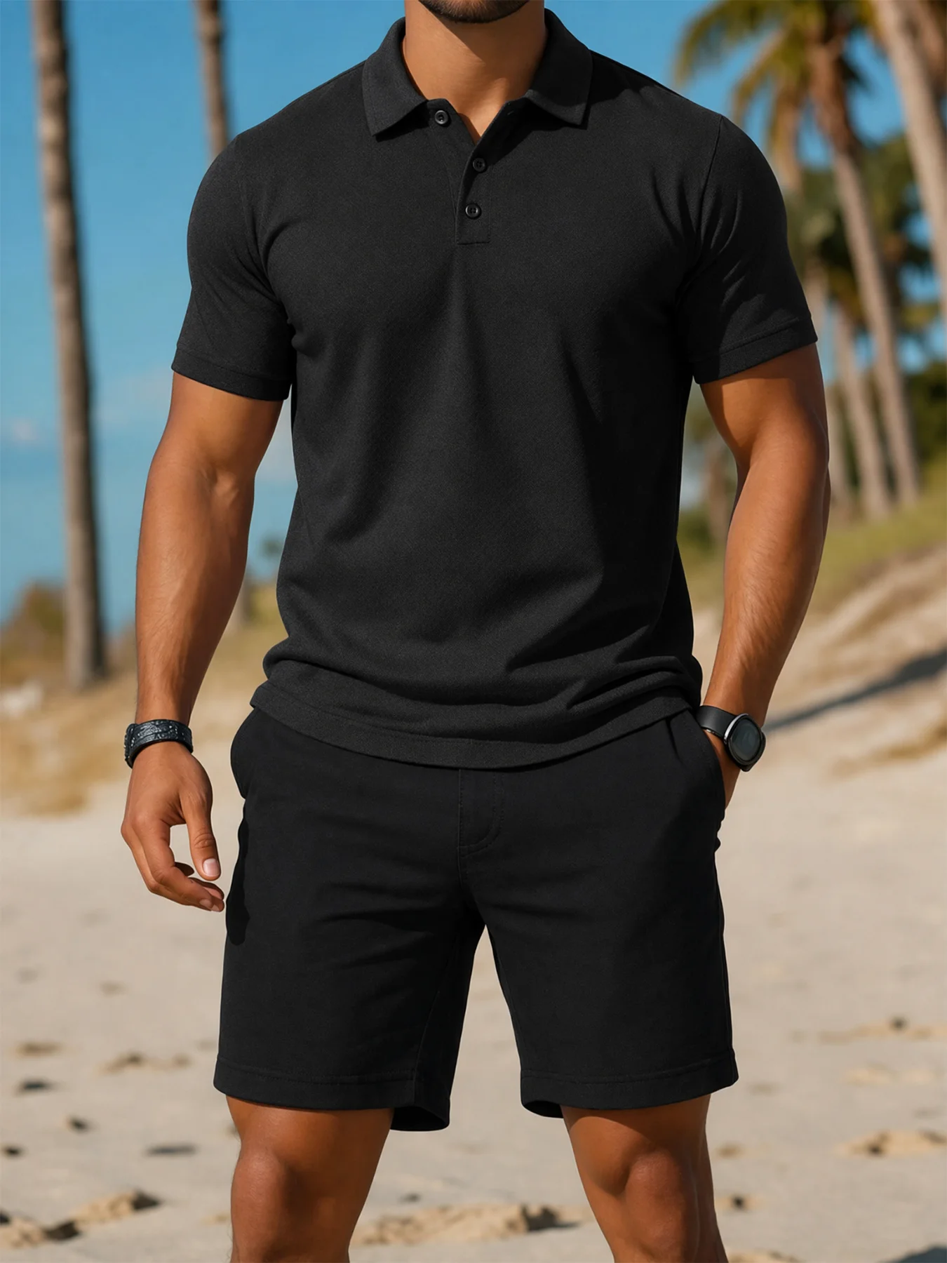Shorts Chino Slim - Men's Set Summer Vacation Tracksuit Solid