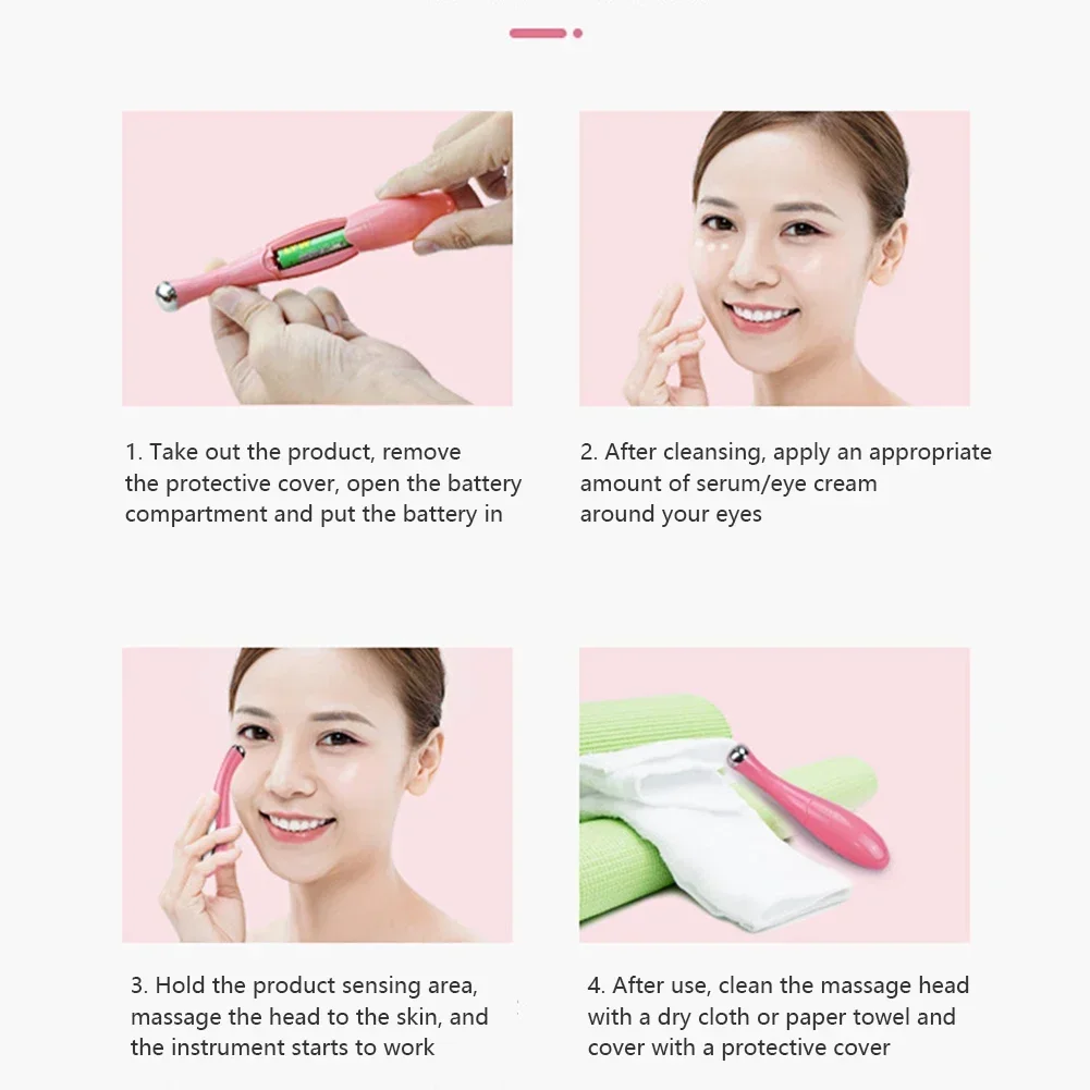 ميني الكهربائية الاهتزاز العين الوجه مدلك مكافحة الشيخوخة التجاعيد دائرة داكنة القلم إزالة تجديد العناية بالجمال القلم المحمول