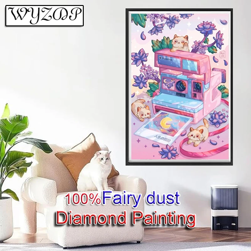 

100% Fairy Dust Diamond Painting Kits Camera Picture Square Mosaic Embroidery Wall Art Cartoon Diamond Art Full Fairy Dust Decor