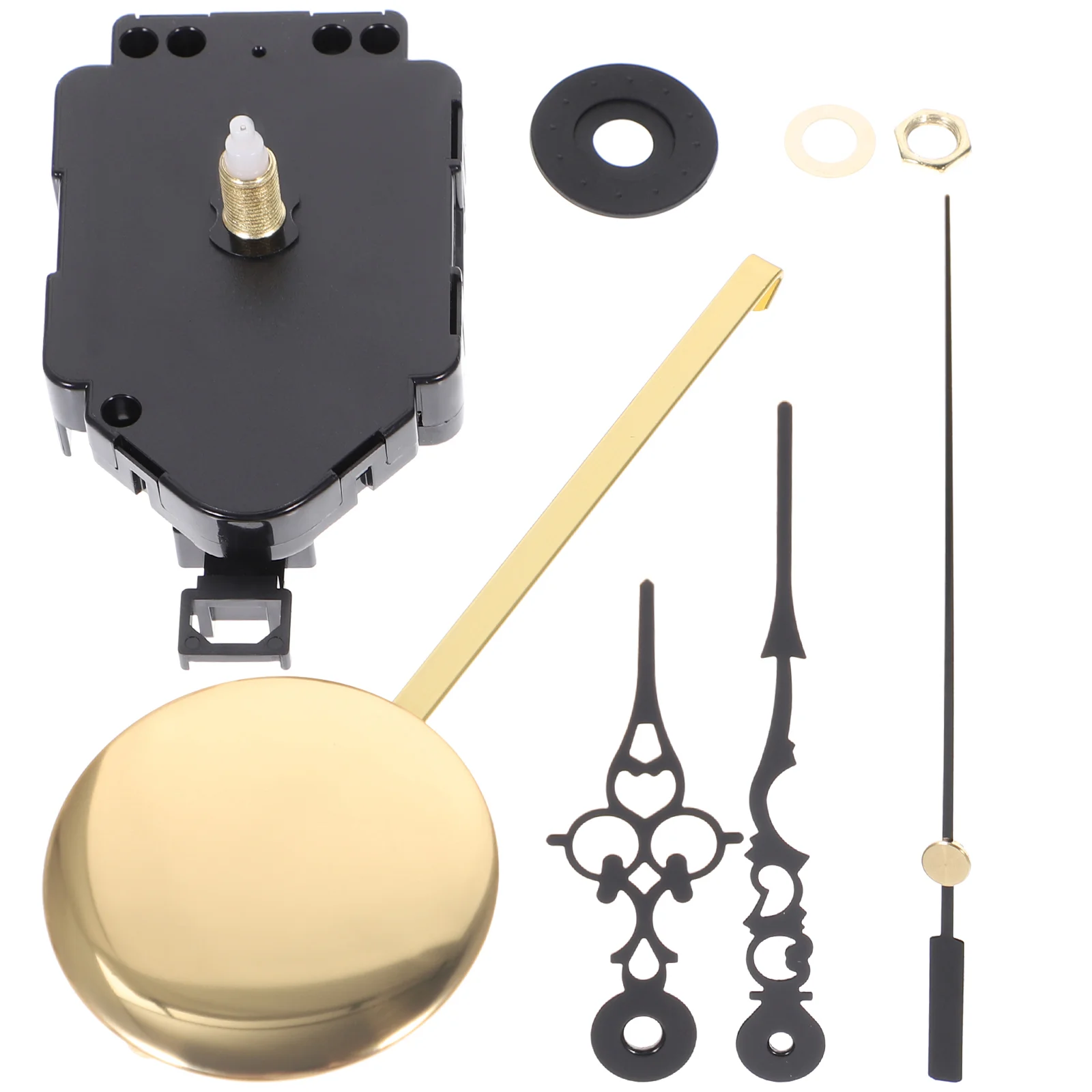 

Quartz Clock Movement Kit Black Hands Metal Pendulum Wall Mechanism Parts for Cross Craft Frameless Minimalist Style