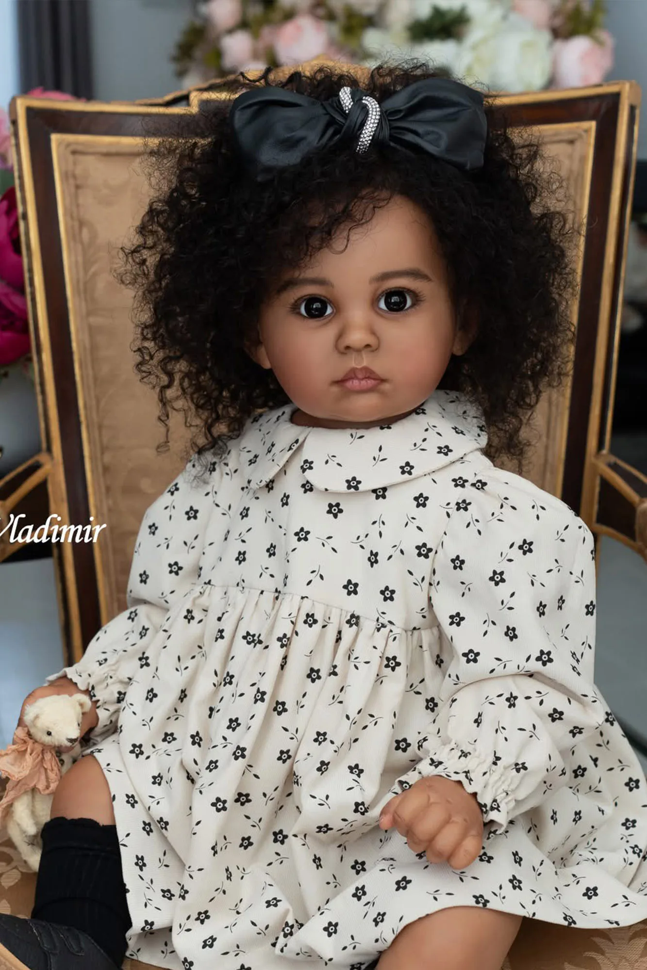 

24inch Julieata Dark Skin Soft Cloth Body Multiple Layers Painting Lifelike Newborn Reborn Baby Doll With Hand Root Hair
