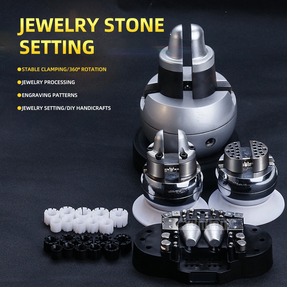 360 Degree Stone Inlaid Base Ball Inlaid Hemisphere Jewelry Engraved Pattern Fixed Base Clamped Carving Tool for Crafting