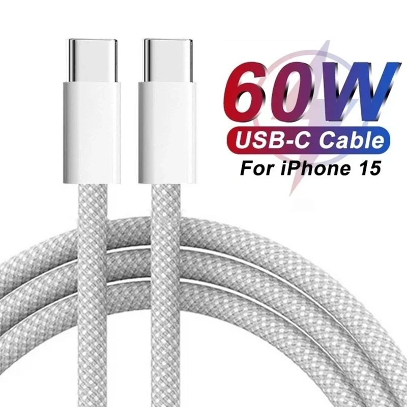 Original 60W USB C to USB C Fast Charging PD Cable For iPhone 15 Pro Max Plus iPad Air 5 Samsung Huawei Xiaomi Type-C to Type-C