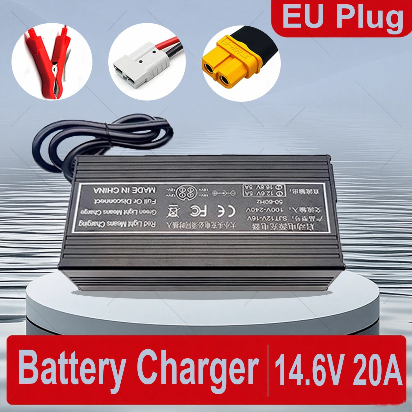 

14.6V 20A Smart Battery Charger 110-220V Voltage Suitable for 4S 12V LiFePO4 Lithium Battery Charging EU Plug Charger
