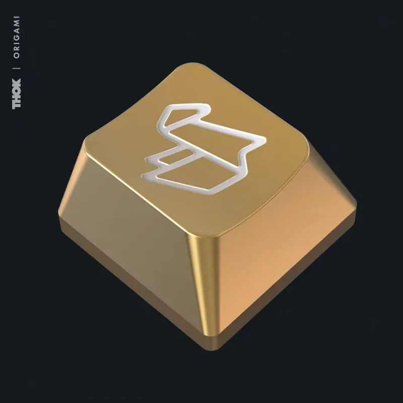 GMK-Origami PVD الذهب النحاس معدن شخصية ألف ورقة كرين Keycap