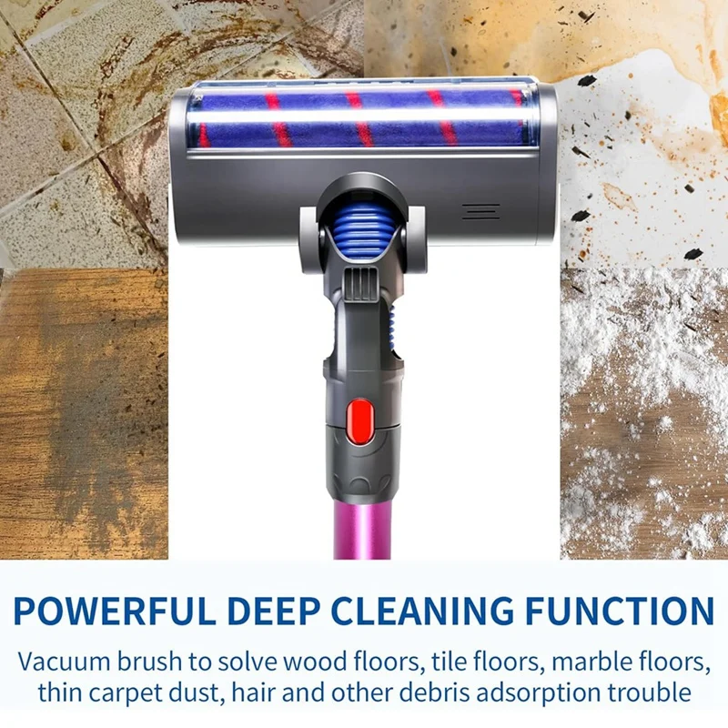 Quick Release Roller Brush Head For Dyson V7 V8 V10 V11 V15 Vacuums - LED Light, Cleaning Head For Hard Floors & Carpet