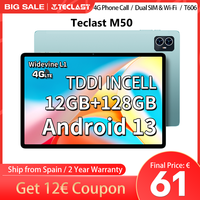 Teclast M50, (6 + 6)Max.12GB RAM 128GB ROM, 10,1 inch TDDI, UNISOC T606, 8 cores, Android 13 tablet PC, Mali G57 GPU, networks and calls 4G, dual WiFi GPS dual SIM card slots 13MP + 5MP