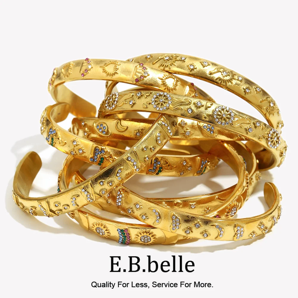 E.B.belle New Design Lover Star Tarot Cards Series Bracelets 18k Gold Plated Stainless Steel Rhinestone Fashion Women Jewelry