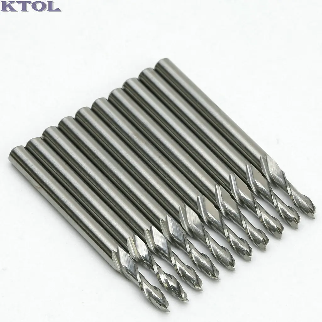 0.8-2.5mm 2 Flute Wood Engraving Cutter Milling Router Bit Spiral Carbide Micro Endmill CNC Cutting Tools for Acrylic MDF 10pcs