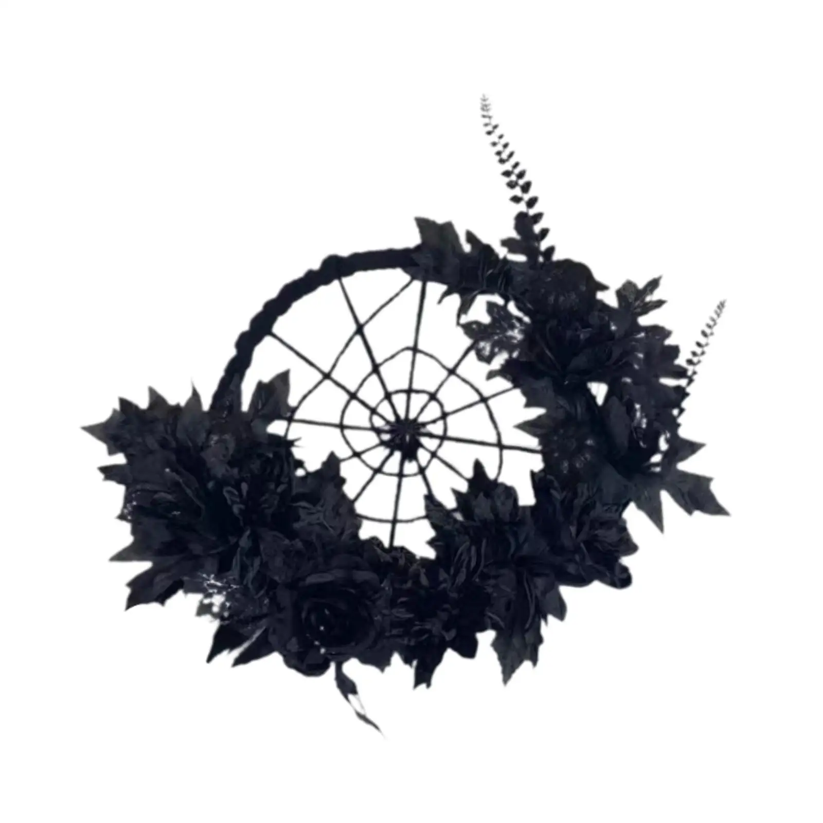 Halloween Wreath for Front Door Black Decorative Garland for Indoor Outdoor