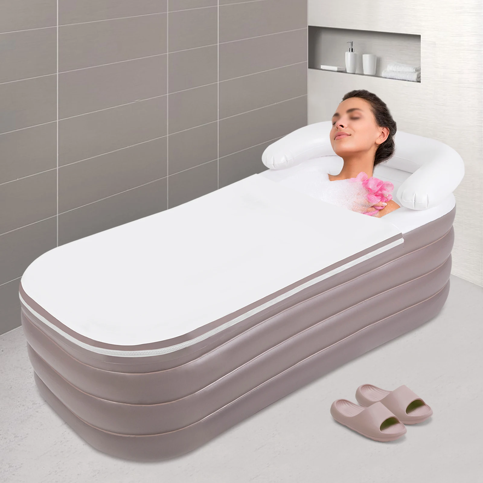 Foldable Portable Standing Bathtub Inflatable Bathtub Unisex SPA Bathtub for Shower Stall Hot Bath and Ice Bath