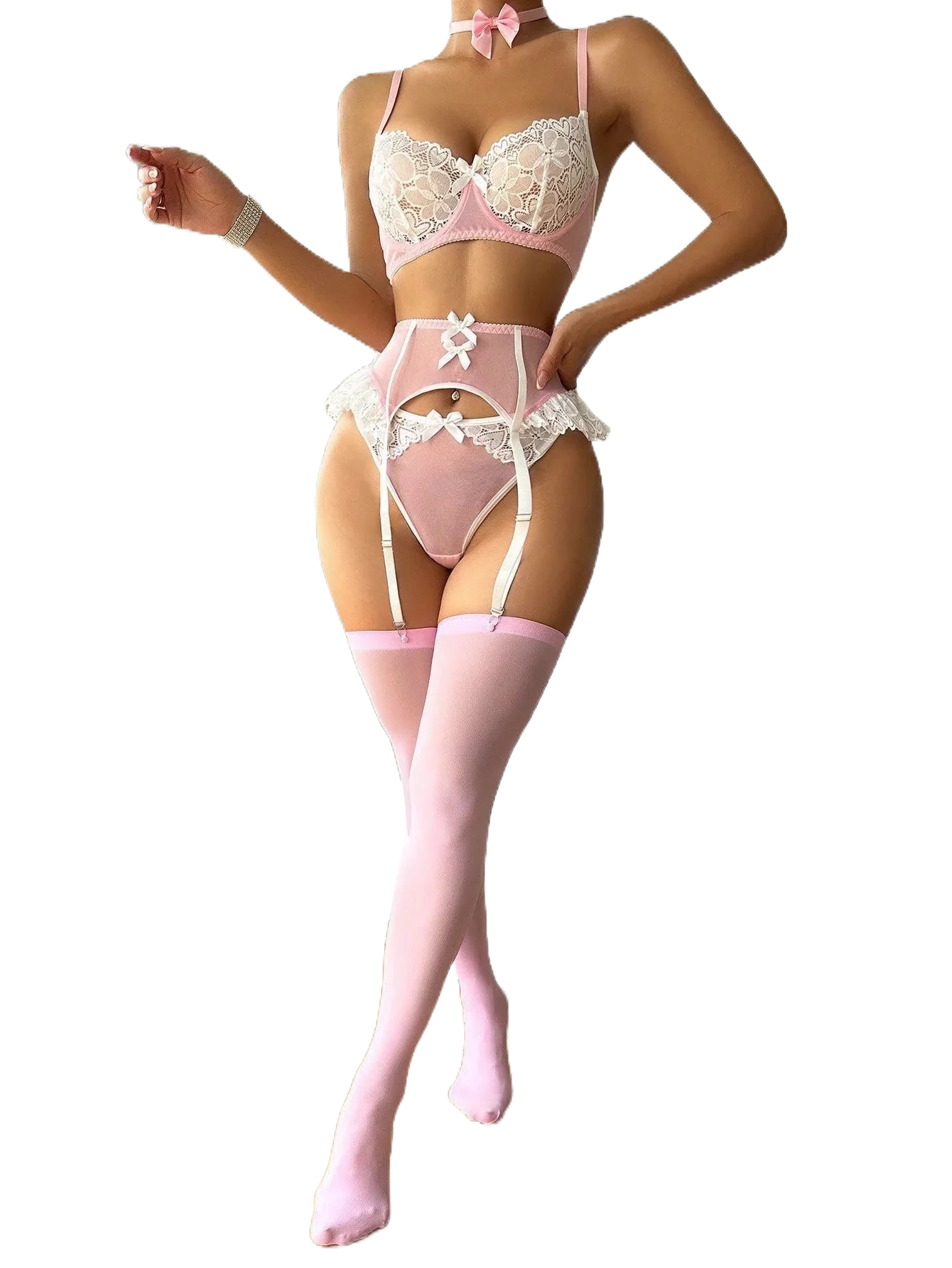 

Новый стиль сексуального эротического комплекта нижнего белья с вышивкой, кружевом и вырезами, с раздельными элементами и подвязками, для женщин