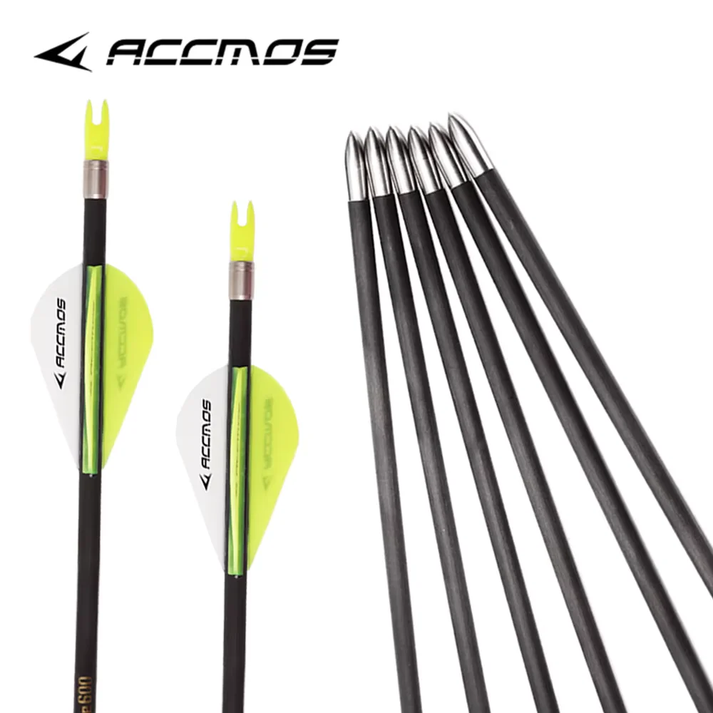 Pure Carbon Arrow Shafts ID4.2 Spine 250-1800 for Archery Hunting Recurve Compound Bow 6/12/18PCS Complete Arrow