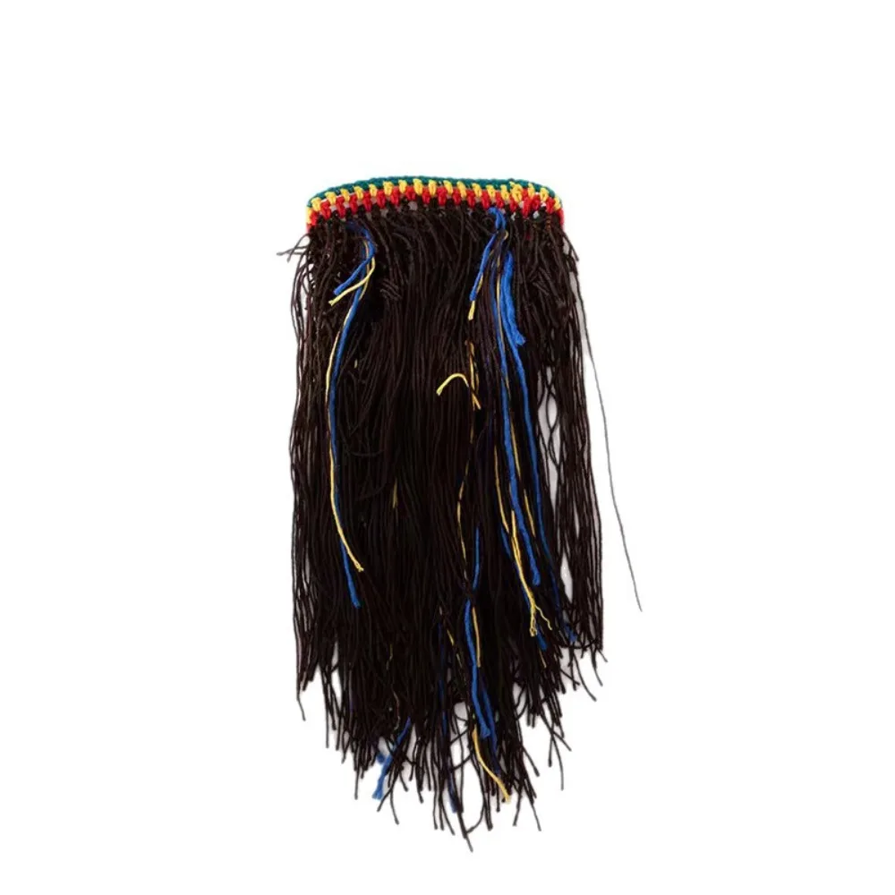 Brincalhão quente longo dreadlocks chapéu de malha cabelo sintético grosso dreadlocks peruca reggae elástico pulôver boné acessórios para o cabelo