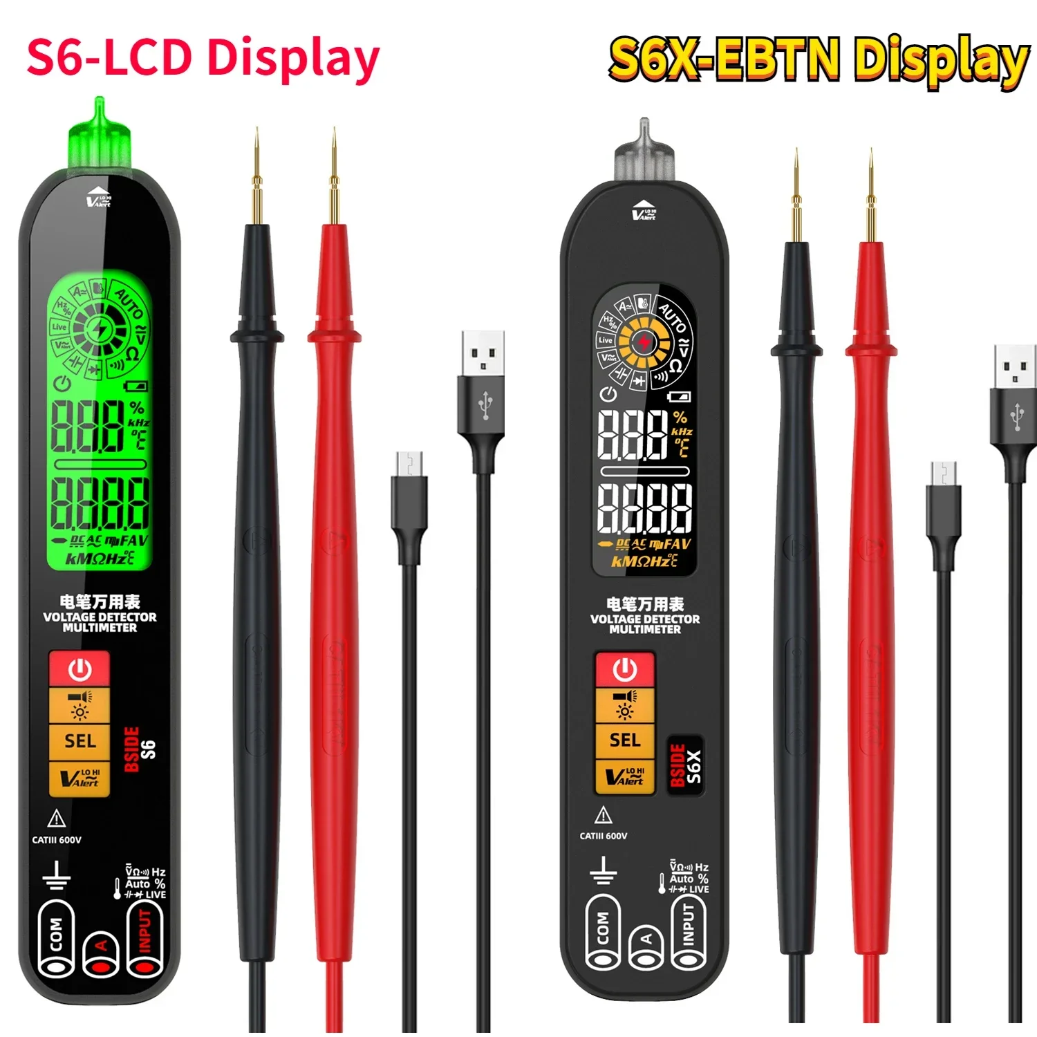 BSIDE Digital Multimeter Pen Type Smart multitester Auto Range DC AC Voltage Capacitance Ohm NCV Hz Diode Live wire Tester Meter