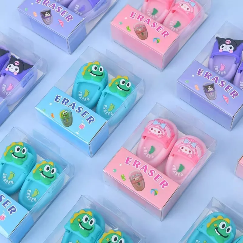Borradores de zapatillas Sanrio: lindo diseño Kuromi/My Melody, borrado limpio sin residuos para estudiantes