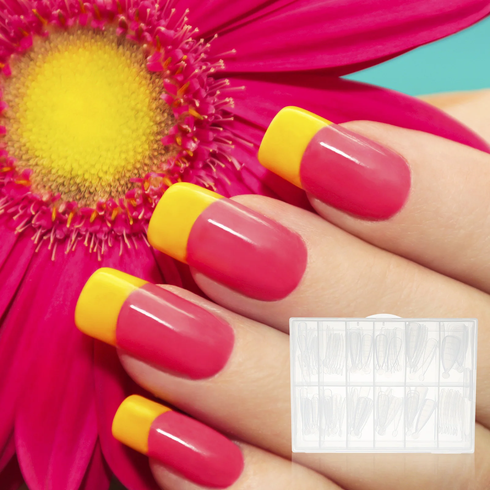 แม่พิมพ์ต่อเล็บ 120 ชิ้น คริสตัล ปลายเล็บปลอม กล่องเก็บอุปกรณ์ทำเล็บ DIY แม่พิมพ์อะคริลิคสำหรับเล็บเจล