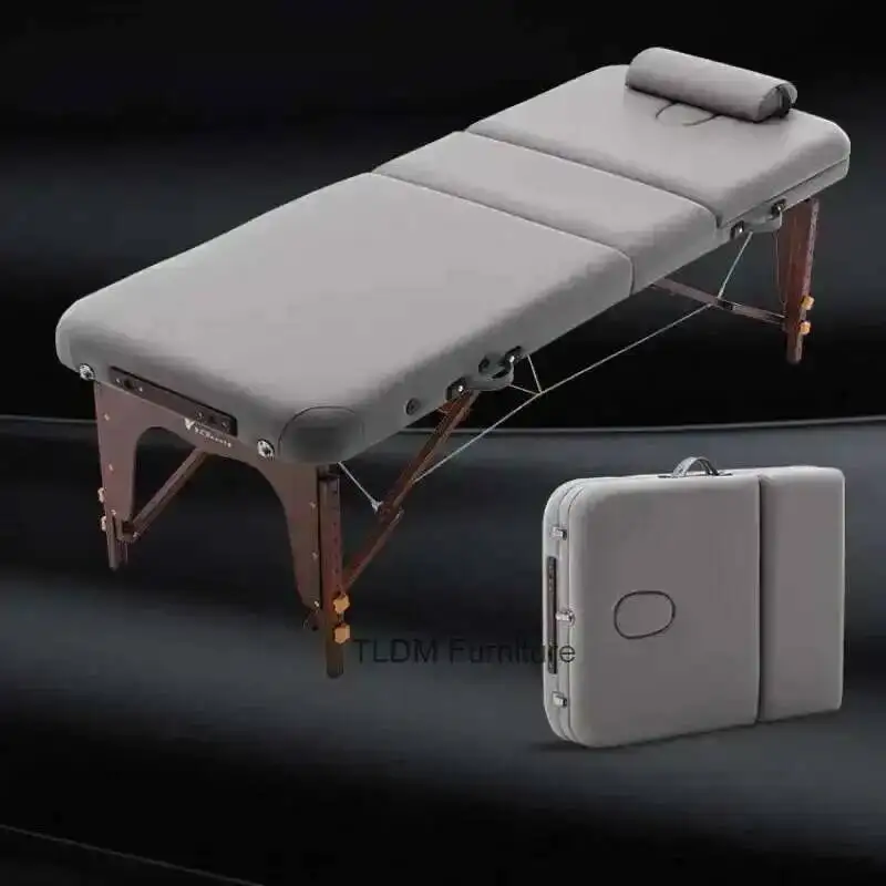 Table de Massage pliante spécialisée meubles de Salon Commercial lit de tatouage de beauté Portable Spa Salon nordique lits de Massage en bois f l