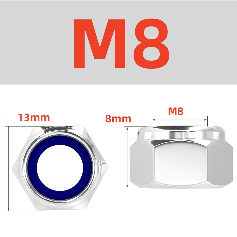 صواميل قفل إدراج النايلون DIN985 صامولة نايلوك ذاتية القفل DIY |   M2 M2.5 M3 M4 M5 M6 M8 M10 M12 M16 -TG