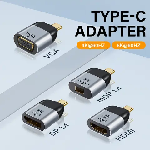 High quality USB C To HDTV Dp Mini Dp Vga Adapter USB OTG Type C HDMI Audio Video Cable 4K 8k Converter For Samsung Huawei P30