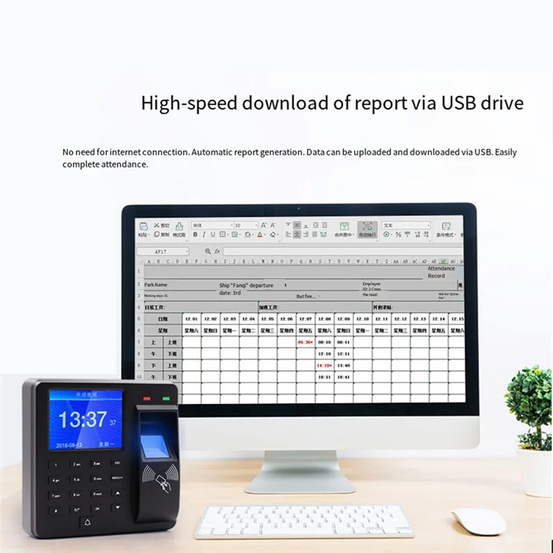 

B50B-Biometric Fingerprint 125Khz RFID Time Attendance Clock Recorder Check In Recognition Door Access Control Time Recording