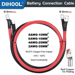 Battery Inverter Cable 8 6 4 2 AWG Multi-strand Copper Wire With M8 SC Terminal For Car Boat Photovoltaic Battery Connection