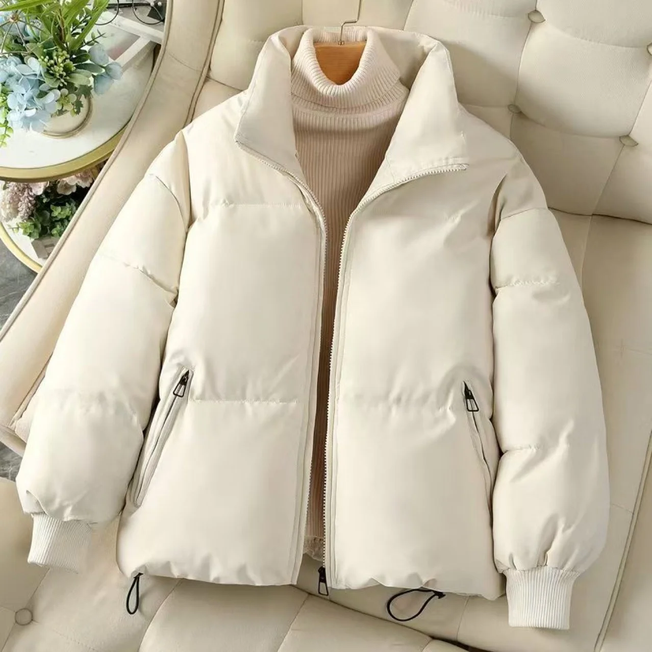 

Новая осенне-зимняя свободная повседневная куртка-пальто из хлопка для женщин, трикотажная, утепленная, весенняя, для трансграничной торговли