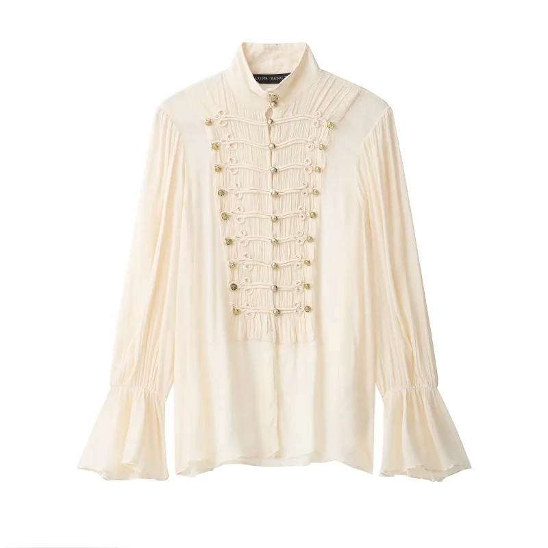 2026 Neue Kollektion Damenkleidung Rüschenbluse Luxuriöse Vintage-Style Hemden Elegantes Damen-Dinner-Hemd – Detail 5