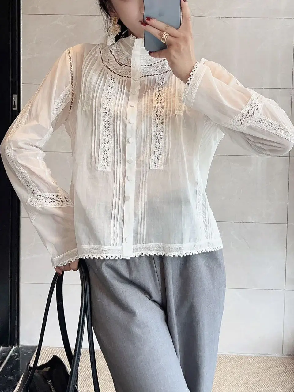 

Ультратонкая легкая белая длинная рубашка свободного кроя из чистого хлопка, дышащая, приятная для кожи, осенняя мода