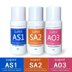 Líquido exfoliante de agua concentrado, instrumento de burbujas pequeñas, esencia especial para la piel AS1 SA3 AO3, 3 tipos de suero para limpieza profunda de la piel