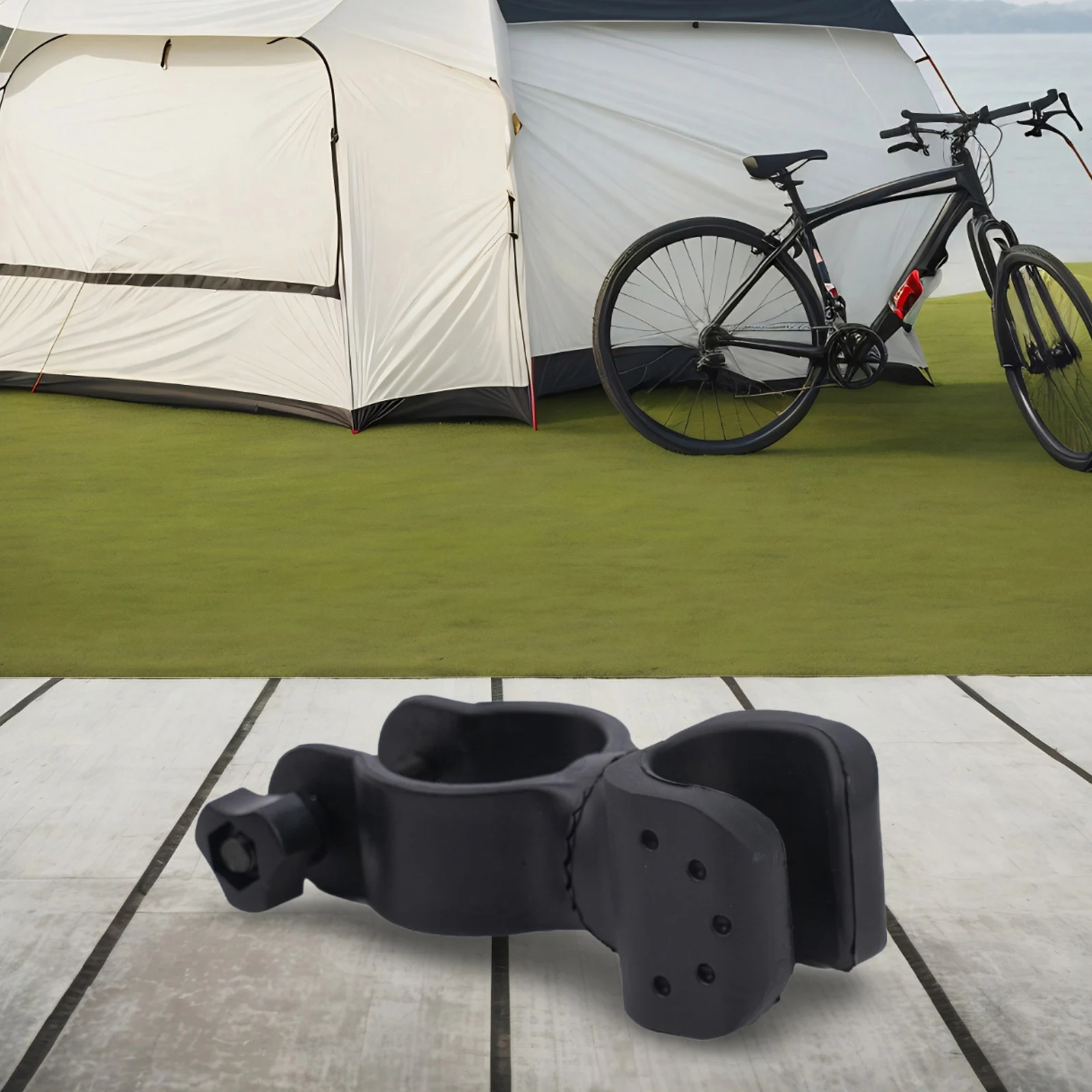 

Outdoor Flashlight Holder TPR+plastic Black Expandable Fit 2.5cm Handlebar Full Control High Quality Black New