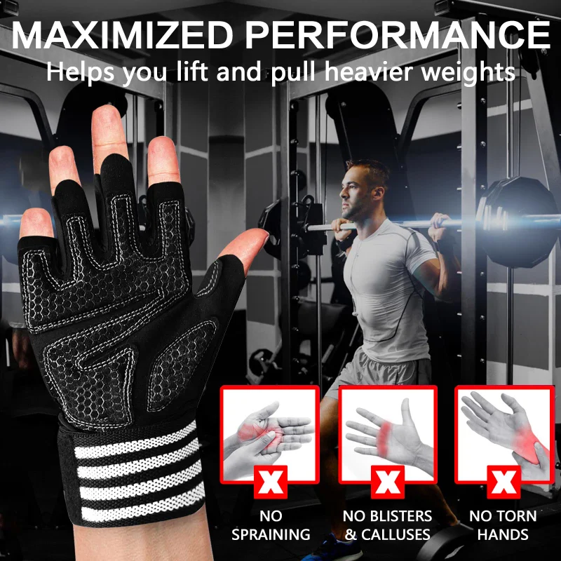 Weight Lifting Gloves Men Women Half Finger Gel Full Palm Protection Gym Glove Fitness Workout with Wrist Support Drop Shipping