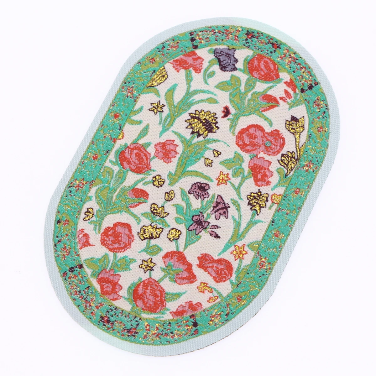 1/4Pcs Dollhouse Miniature Vintage Victorian Woven Blanket Oval Rug Floral Print Retro Turkey Carpets Kids  Furniture Decor Acc