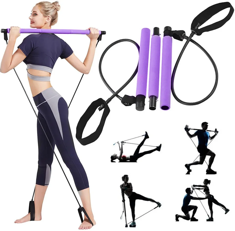 Yoga Elastic Band Upgrade Training Bar Workout Resistance Bands Set Pilates Exercise Fitness Equipment for Home Gym Bodybuilding