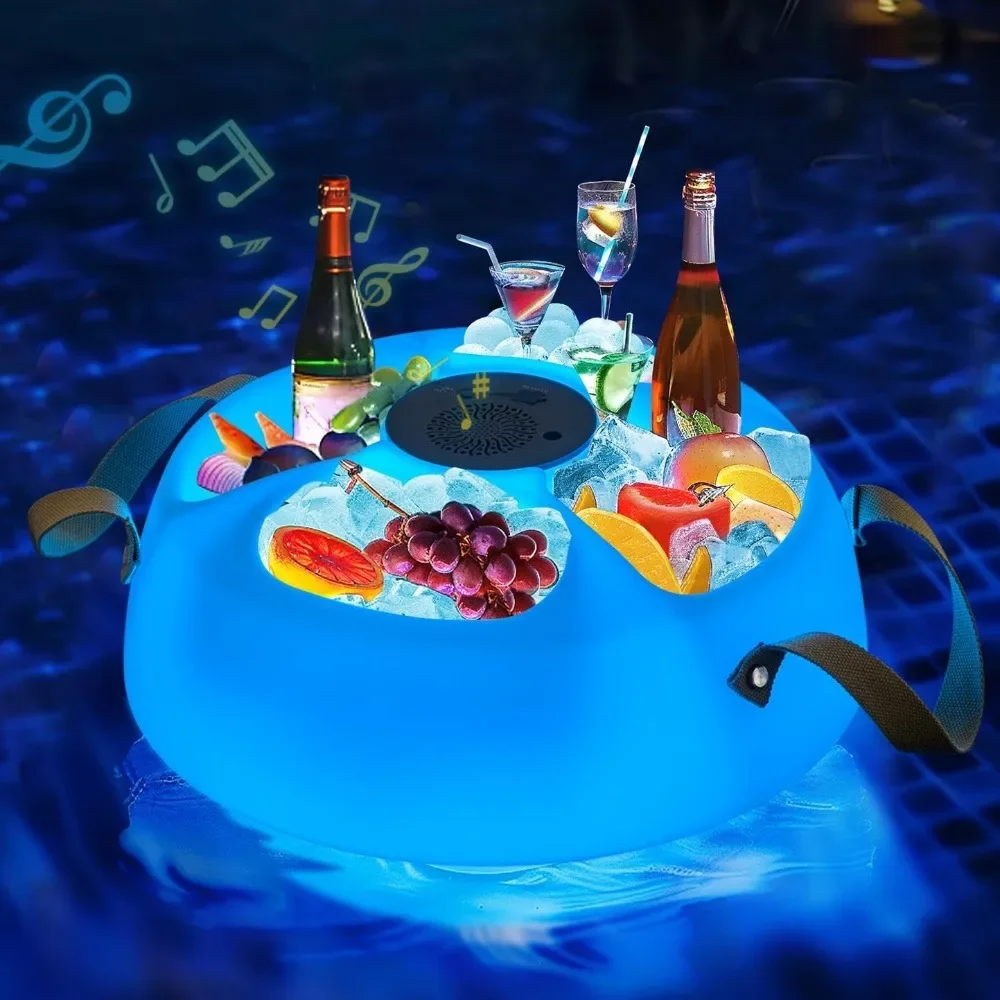

Floating Drink Holder with Ip66 Waterproof Bluetooth Speaker, Floating Pool Beverage Tub, Portable Bluetooth 5.0 Pool Speaker