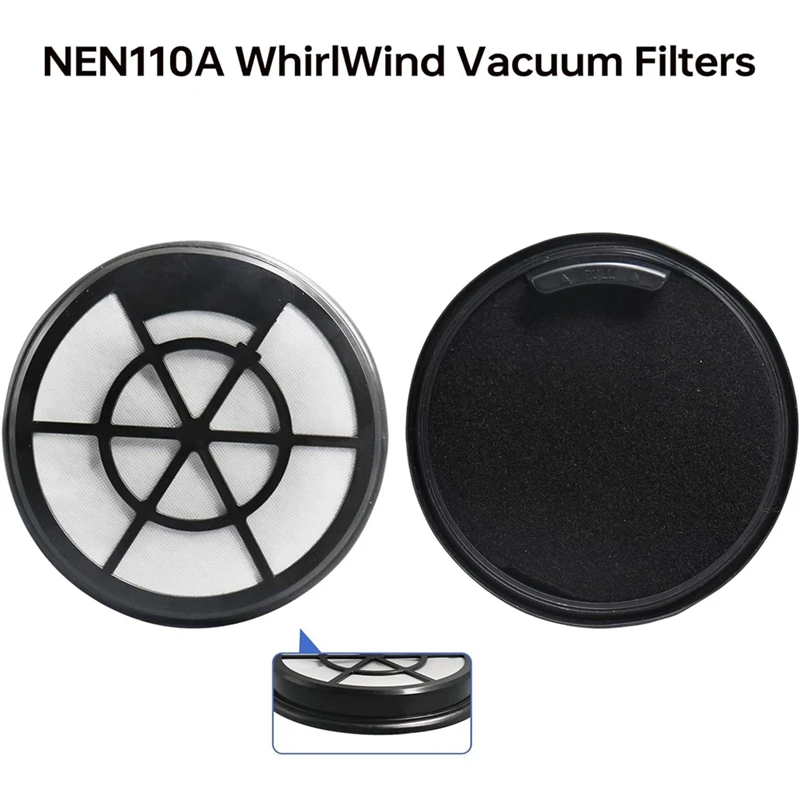 NEN110B NEN110A Vacuum Filter for WhirlWind Bagless Canister Vacuum Cleaner,6Pack Inlet Frame and Sponge Filter-A27R