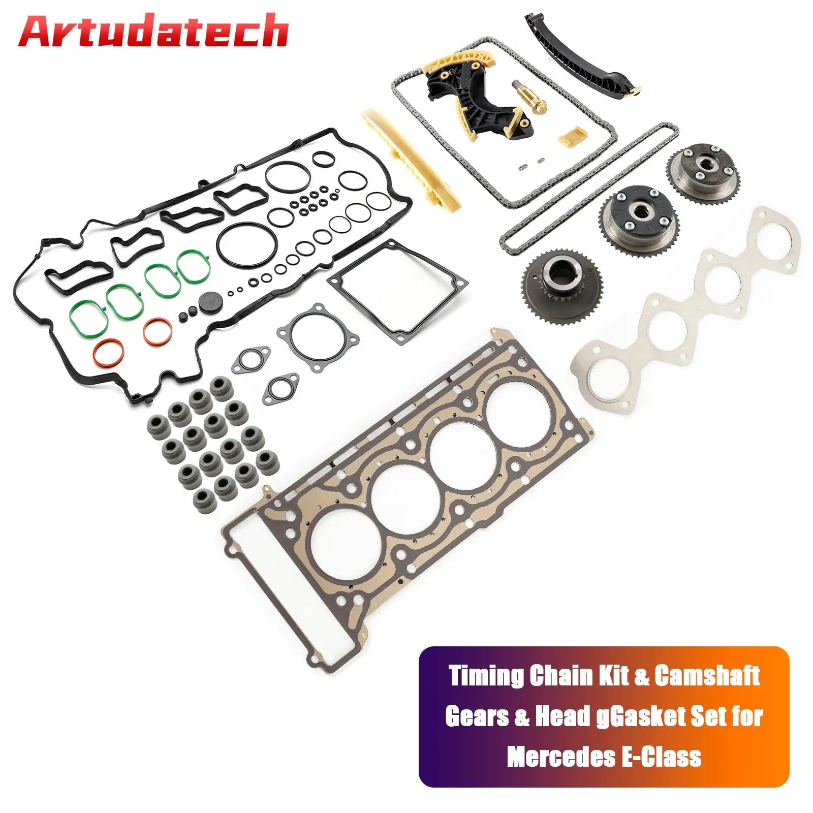 Artudatech Timing Chain Kit & Camshaft Gears & Head gGasket Set for Mercedes E-Class Car Accessories