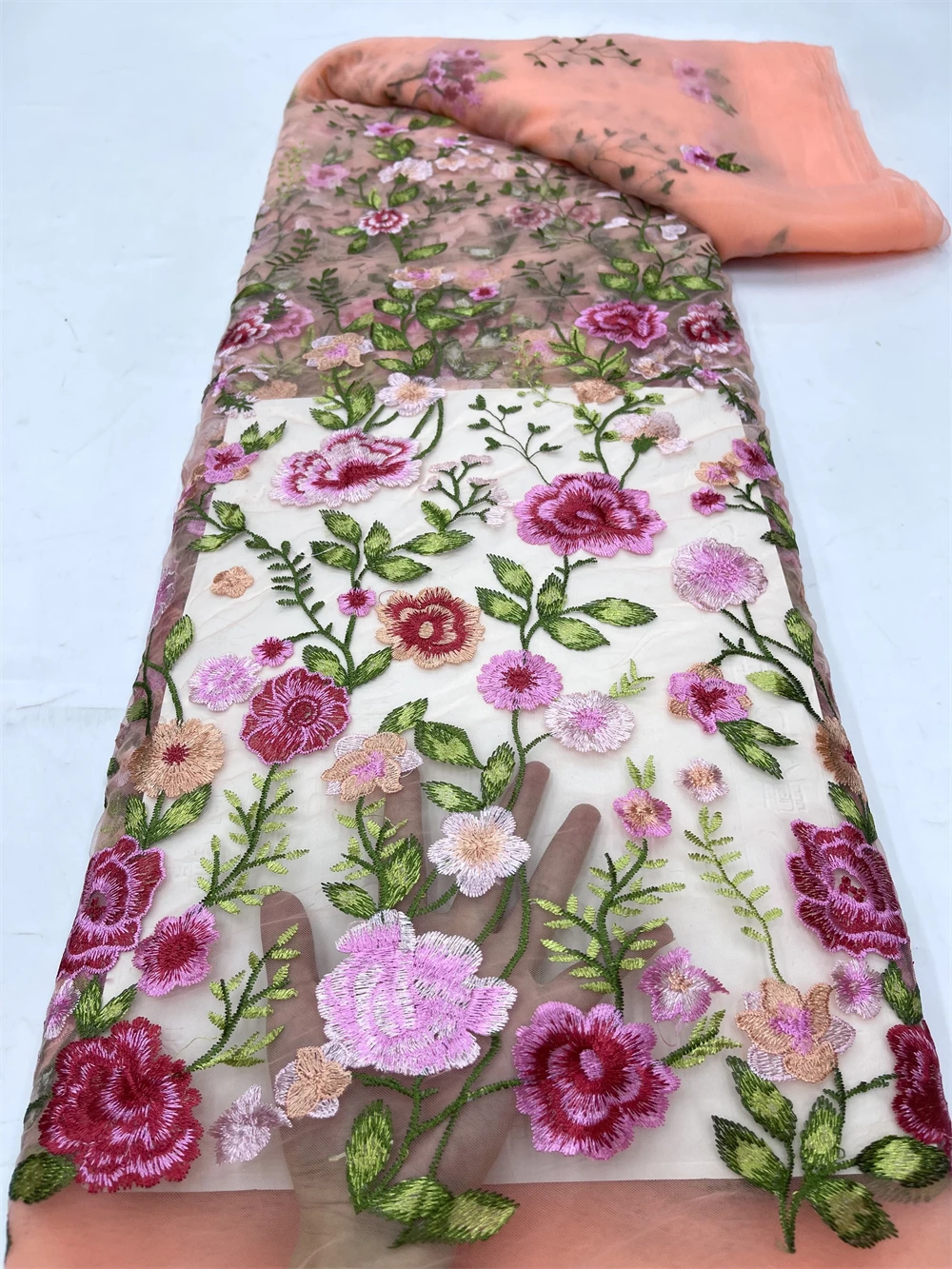 African Nigerian Tulle Lace 2024High Quality Fabric Embroidery Silk Fabric French Dress Prom Party Gown For Sewing 5Yards