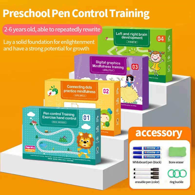 erasable pen control training game dot to dot exercicio book pensamento logico desenho de brinquedos suprimentos pre escolares set 01