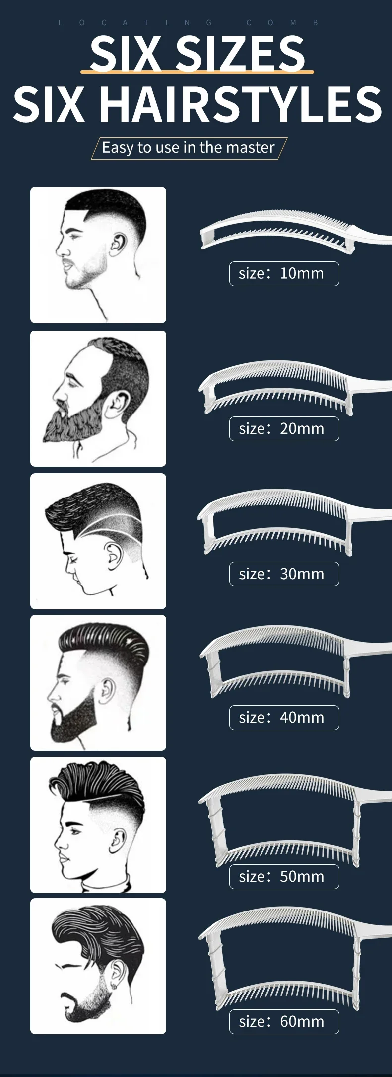 Friseur-Haarschnittkamm mit flacher Oberseite, gebogenes Haarschneiden, geschwungener Kamm, professioneller gebogener Positionierungskamm zum Haarschneiden – Detail 14