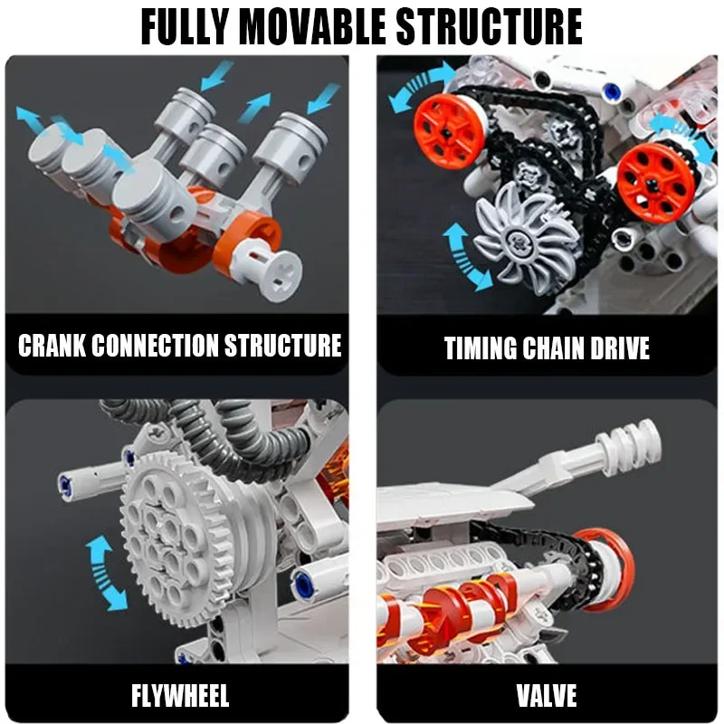 3Dエンジンを構築するためのブロックキット,DIYエンジンを構築するためのおもちゃ,透明なビジュアルシミュレーション,ロボットの置物,モーターモデル,収集装飾品