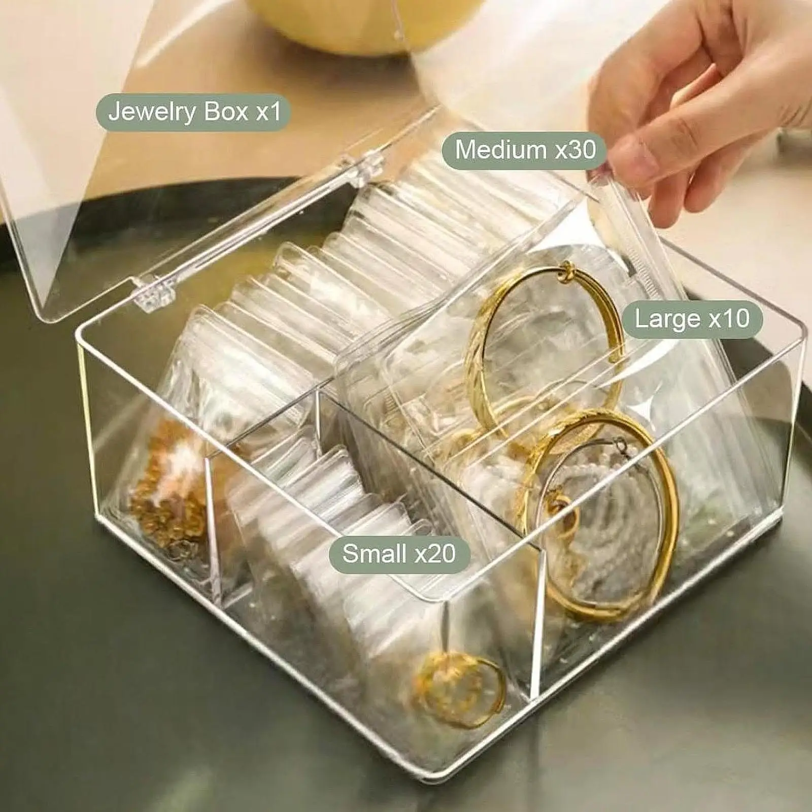 

Acrylic Jewelry Box Container Display Waterproof Holder Jewelry Organizer for