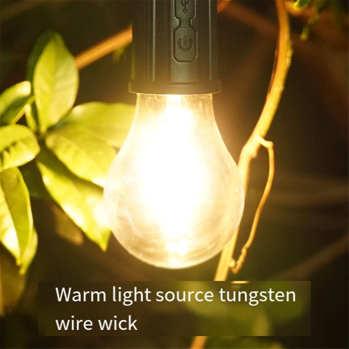 Outdoor LED String Light with Hook 400MAh Type-C USB Bulb 3 Modes Waterproof Camping Lantern Hanging Tent Light-T02