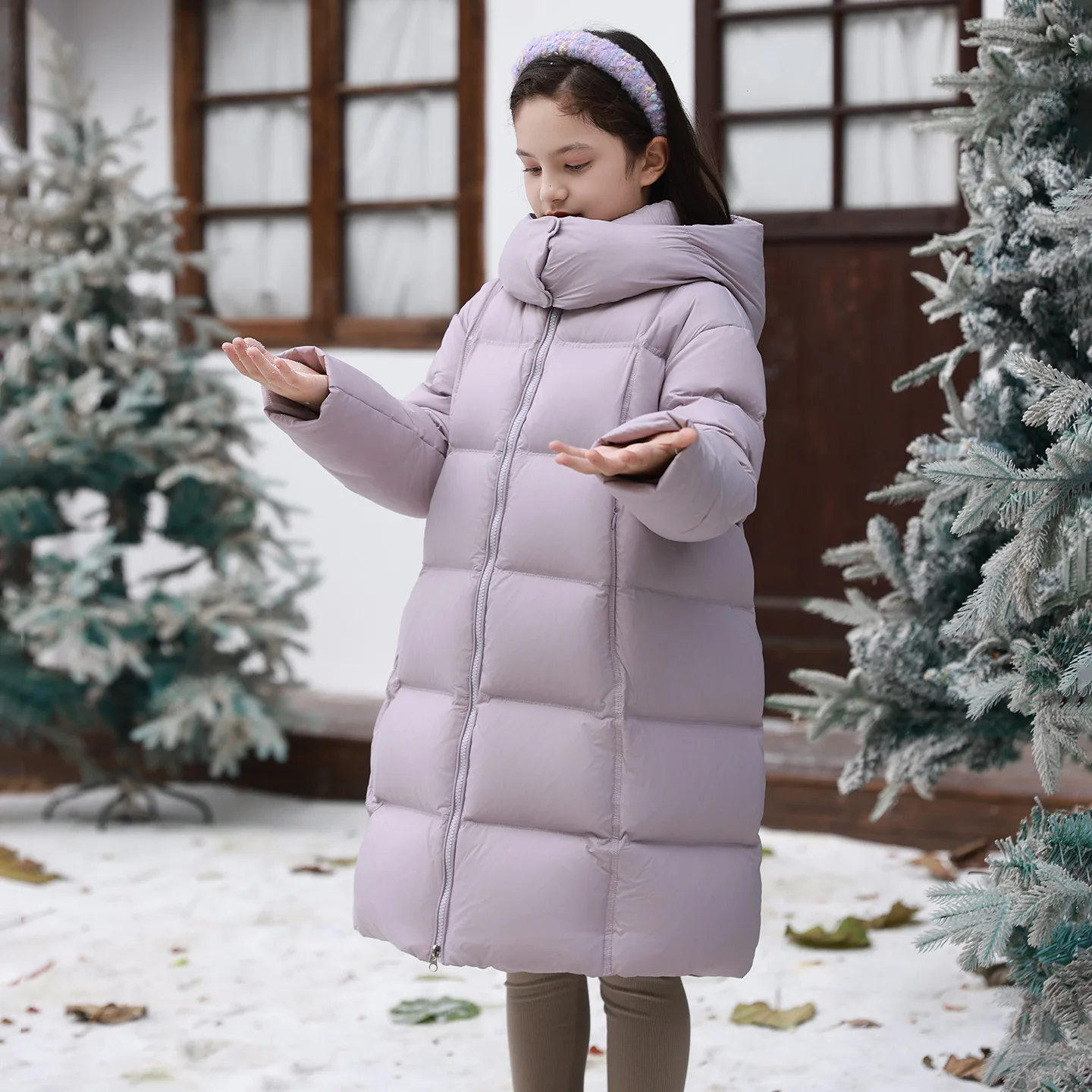 OLEKID Winter 2026 Children Long Down Jakcets 4-14Yrs Teens Girls Thicken Warm Outerwear Coats Hooded Junior Plush Snowwear Suit