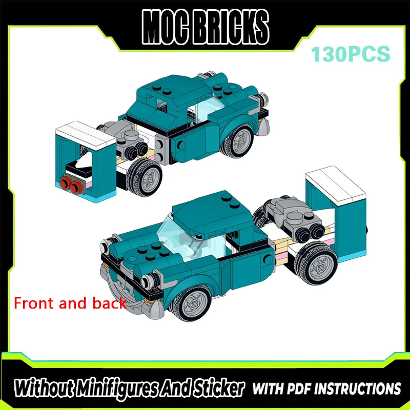 

City Car Model MOC Building Bricks Green Stanced Racing Truck Modular Technology Gifts Holiday Assemble Children Toys Suit