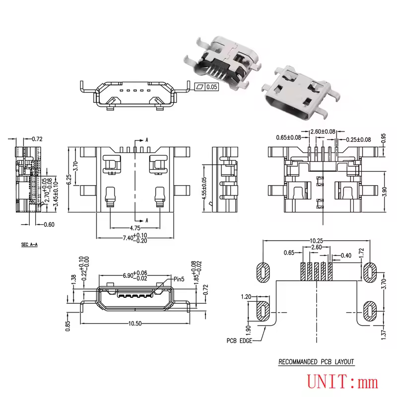 10PCS Micro USB 2P 5P Jack Charging Port Plug Dock Charger DIP SMD For Phone Tabletels Speakers etc Port Socket Power Connector - Image 17